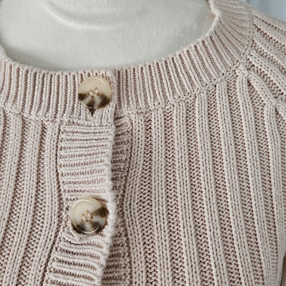Zara Pink Bell Sleeve Button Up Sweater Size M - Picture 4 of 10